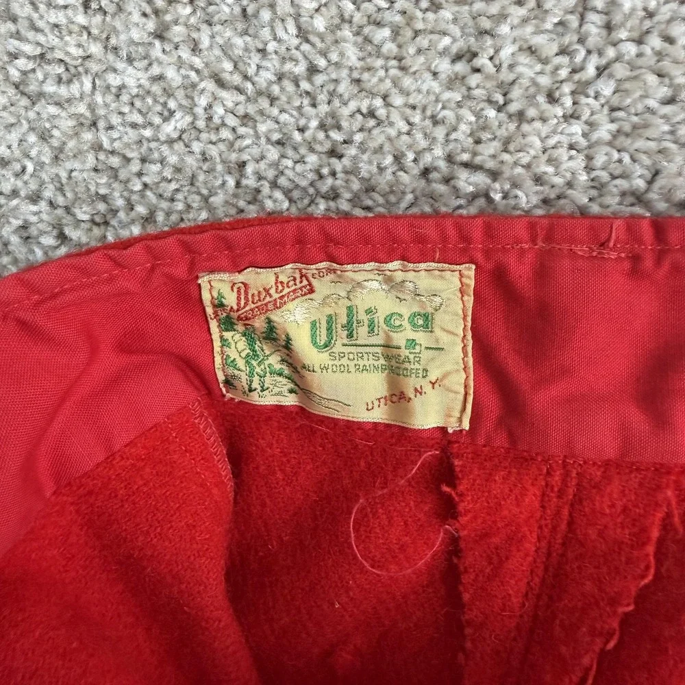 Vintage Duxbak Snow Pants Mens Medium Red Wool Lined Cuffed Winter Workwear